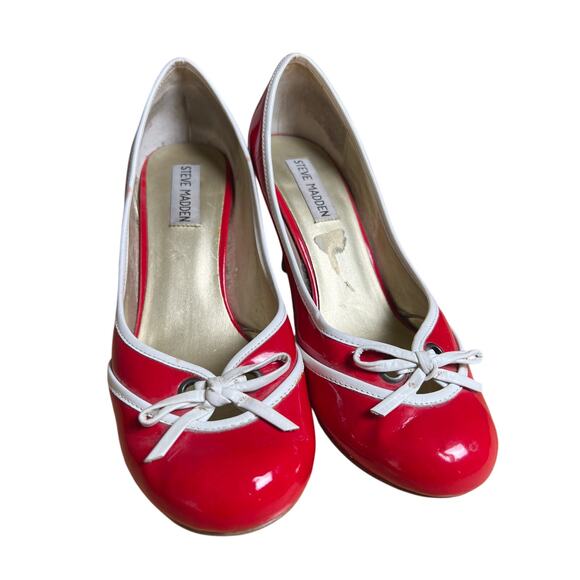 Steve Madden Heels 5" P-Lauren Size 7 Myra Classic Pumps Red Patent Leather - Picture 1 of 9